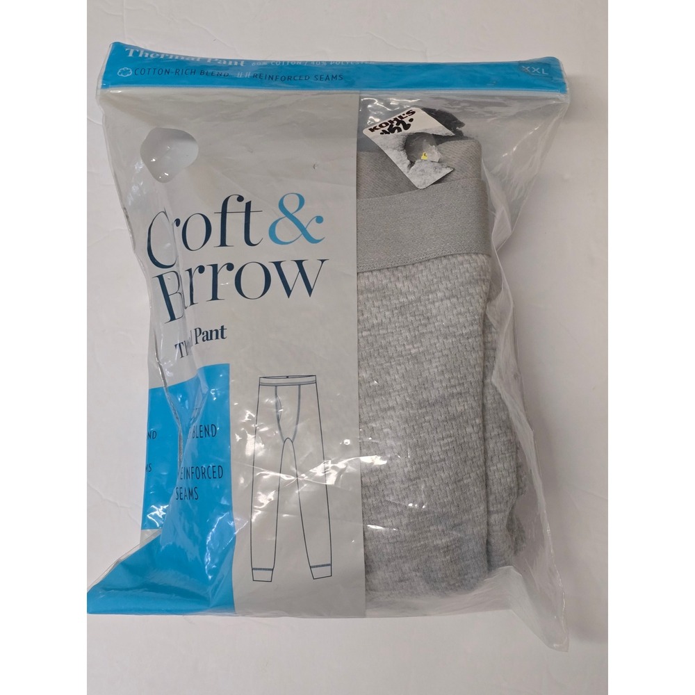 Croft & Barrow Mens Thermal Pant XXL Cotton Blend Waffle Knit Long Johns NWT